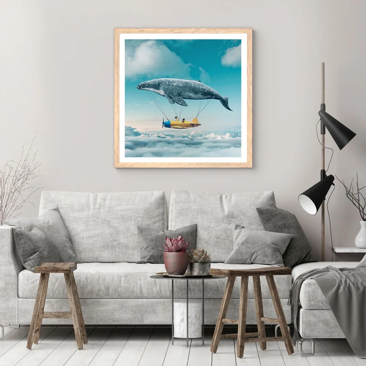 Plakát v rámu světlý dub - Proč ne? - 60x60 cm