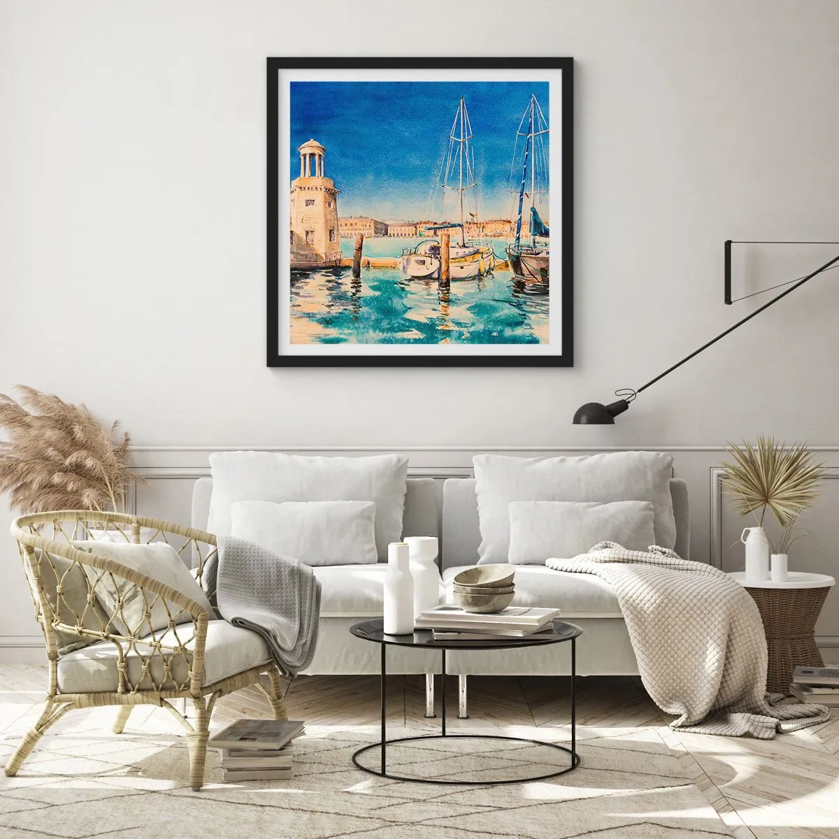 Plakát v černém rámu - Slunečná laguna - 60x60 cm