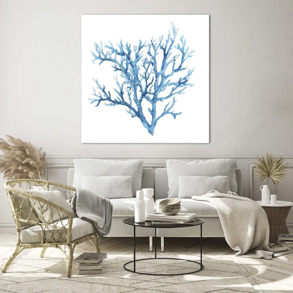 Obraz na skle - Mořský filigrán - 50x50 cm