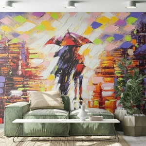 Fototapeta Premium Canvas - Společně přes noc a déšť - Abstrakce, Zamilovaný pár, Procházka v dešti - 200x140 cm