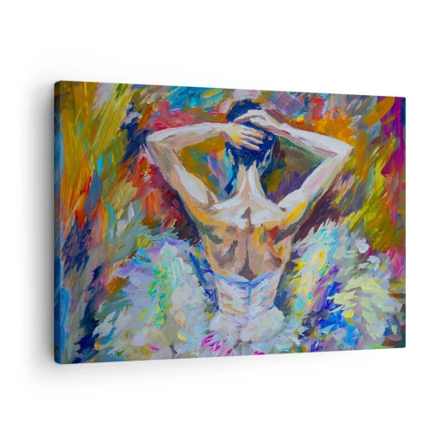 Obraz na plátně - Baletka v dynamických barvách a malířském vyjádření - 70x50cm - To může být všechno - Moderní nástěnná dekorace do obývacího pokoje a ložnice ARTTOR