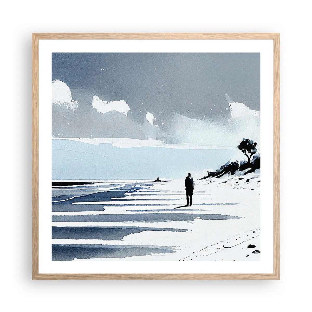 Plakát v rámu světlý dub - O samotě - 60x60 cm