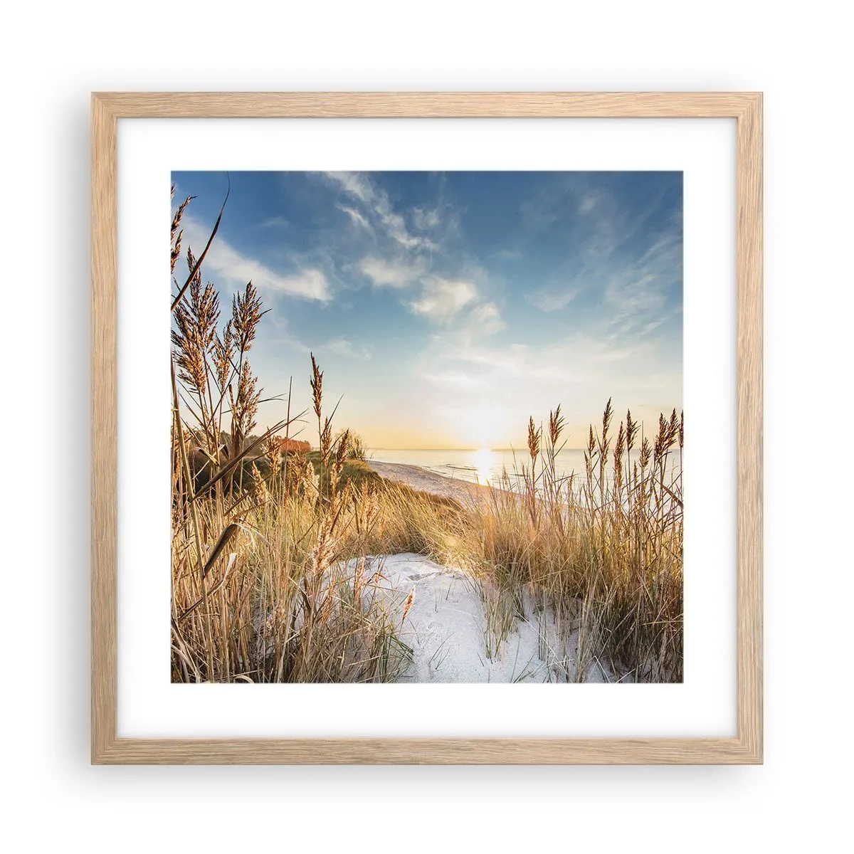 Plakát v rámu světlý dub - Severní pláž - 40x40 cm