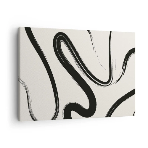 Obraz na plátně - Černobílé zakřivené čáry na světlém pozadí - 70x50cm - Černobílý rozmar - Moderní nástěnná dekorace do obývacího pokoje a ložnice ARTTOR