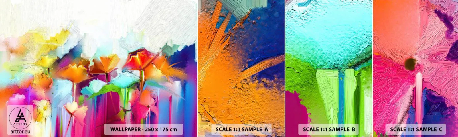 Vzor Fototapety Samolepicí Deluxe Sticker - Duha rozkvetla - Abstrakce, Květiny, Kus - 100x30 cm