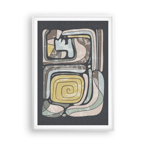 Plakát v bílém rámu - Abstrakce v předkolumbovském duchu - 70x100 cm