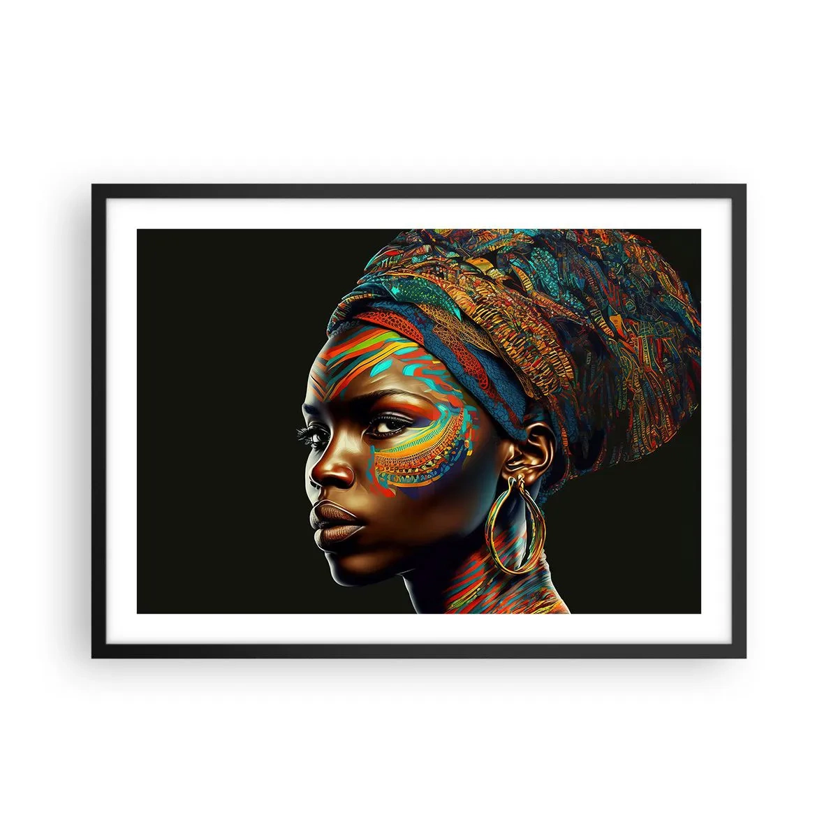 Plakát v černém rámu - Africká královna - 70x50 cm