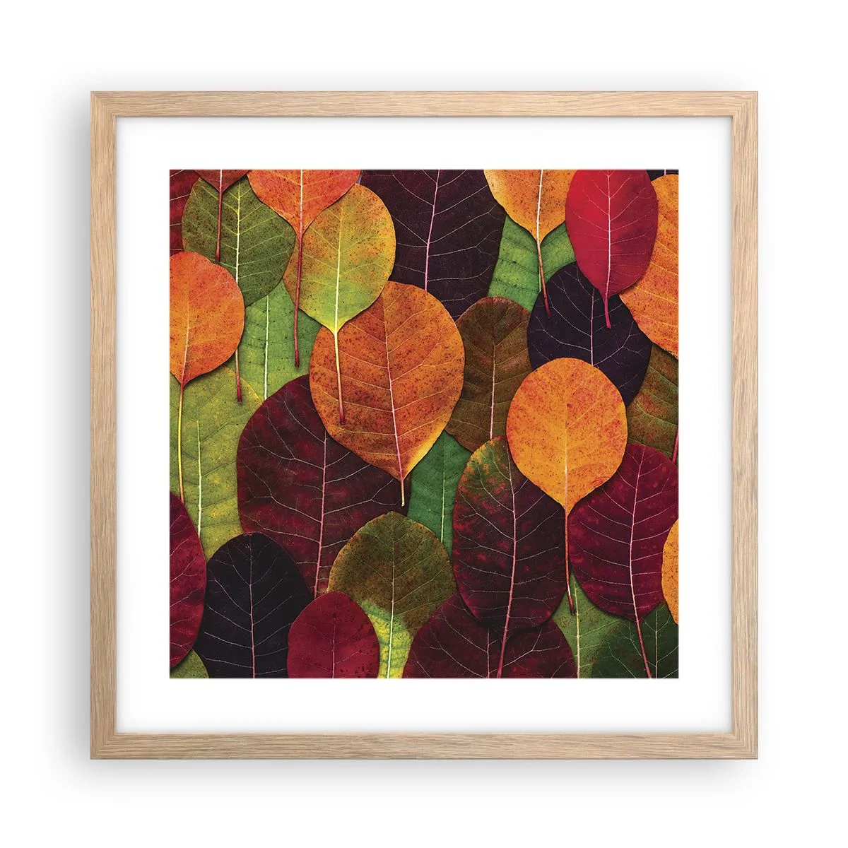 Plakát v rámu světlý dub - Podzimní mozaika - 40x40 cm