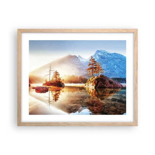 Plakát v rámu světlý dub - Příroda v novém světle - 50x40 cm