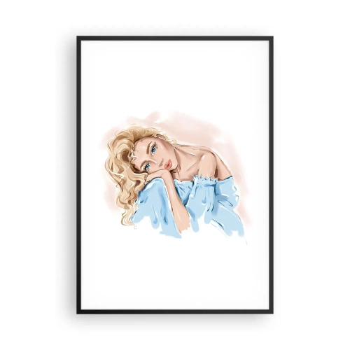 Plakát v černém rámu - Zasněná v modré - 70x100 cm