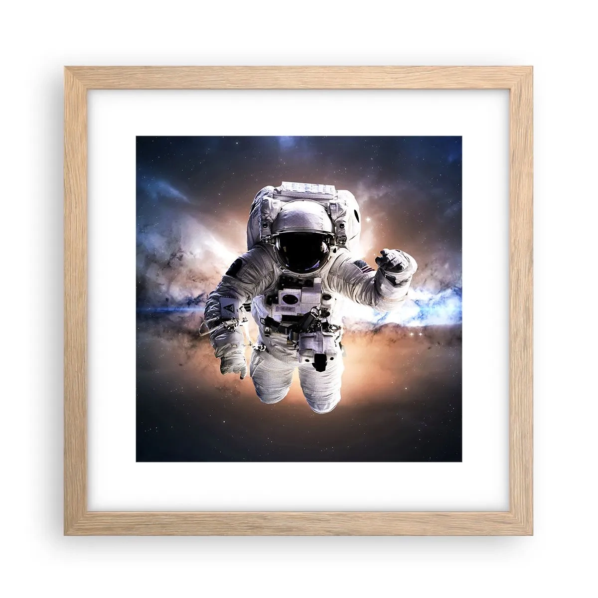 Plakát v rámu světlý dub - Pozdravy z vesmíru - 30x30 cm