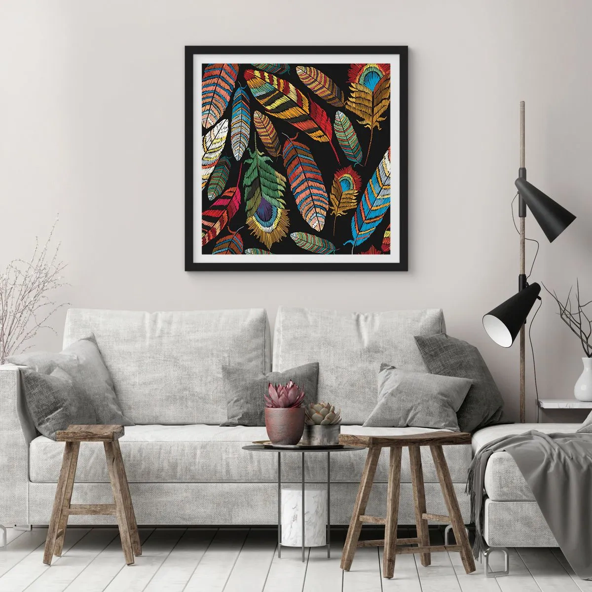 Plakát v černém rámu - Ptačí karneval - 30x30 cm