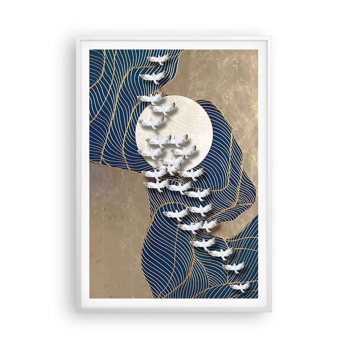 Plakát v bílém rámu - Svoboda, putování, společenství - 70x100 cm