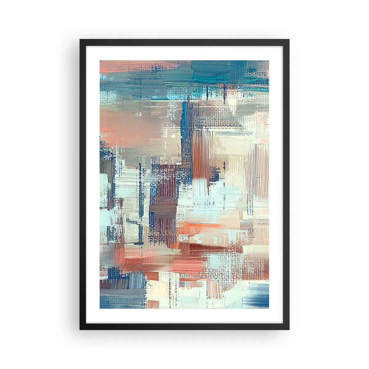 Plakát v černém rámu - Abstraktní kompozice tahů štětcem v teplých barvách. - 50x70cm - Dostat se ke světlu - Moderní nástěnná dekorace do obývacího pokoje a ložnice ARTTOR