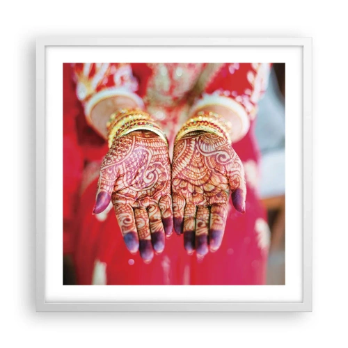 Plakát v bílém rámu - Připravená chytit štěstí - 50x50 cm