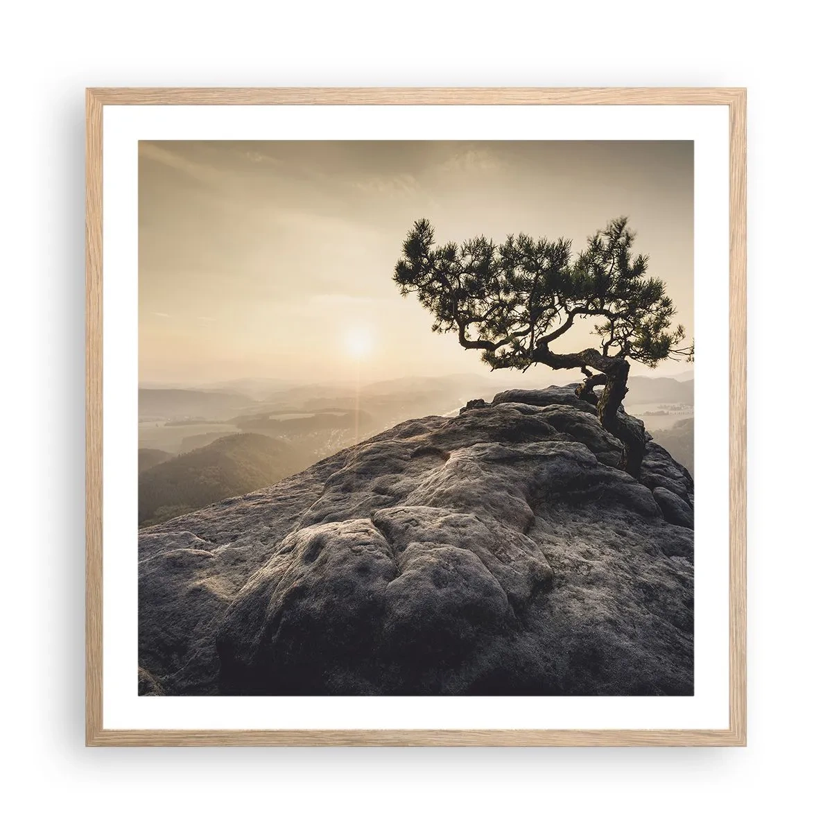 Plakát v rámu světlý dub - Život vždy vítězí - 60x60 cm