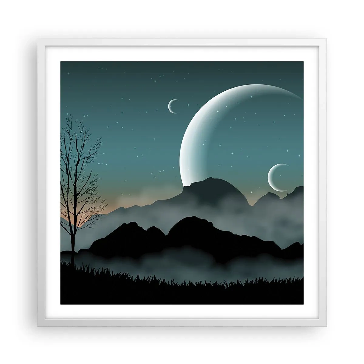 Plakát v bílém rámu - Karneval hvězdné noci - 60x60 cm