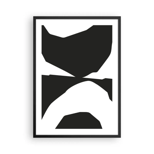 Plakát v černém rámu - Abstraktní černobílá kompozice - 50x70cm - Positive-negative - Moderní nástěnná dekorace do obývacího pokoje a ložnice ARTTOR