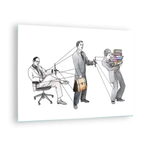 Obraz na skle - Ilustrace hierarchie kancelářské práce - 70x50cm - Každý má svého pána - Moderní nástěnná dekorace do obývacího pokoje a ložnice ARTTOR