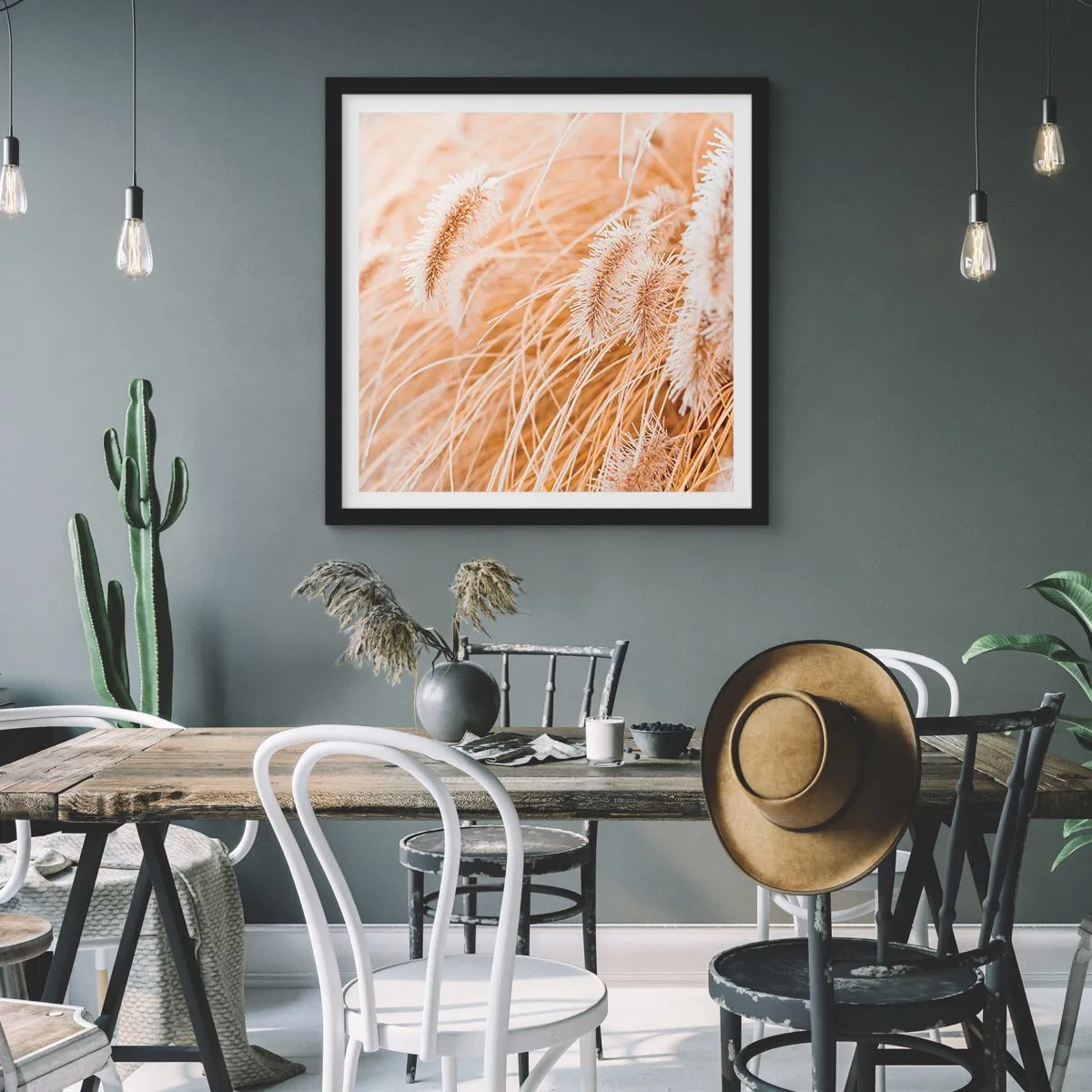 Plakát v černém rámu - Zlaté šustění travin - 60x60 cm