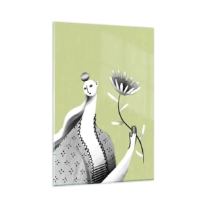 Obraz na skle - Modernistický portrét – držící květinu - 80x120 cm