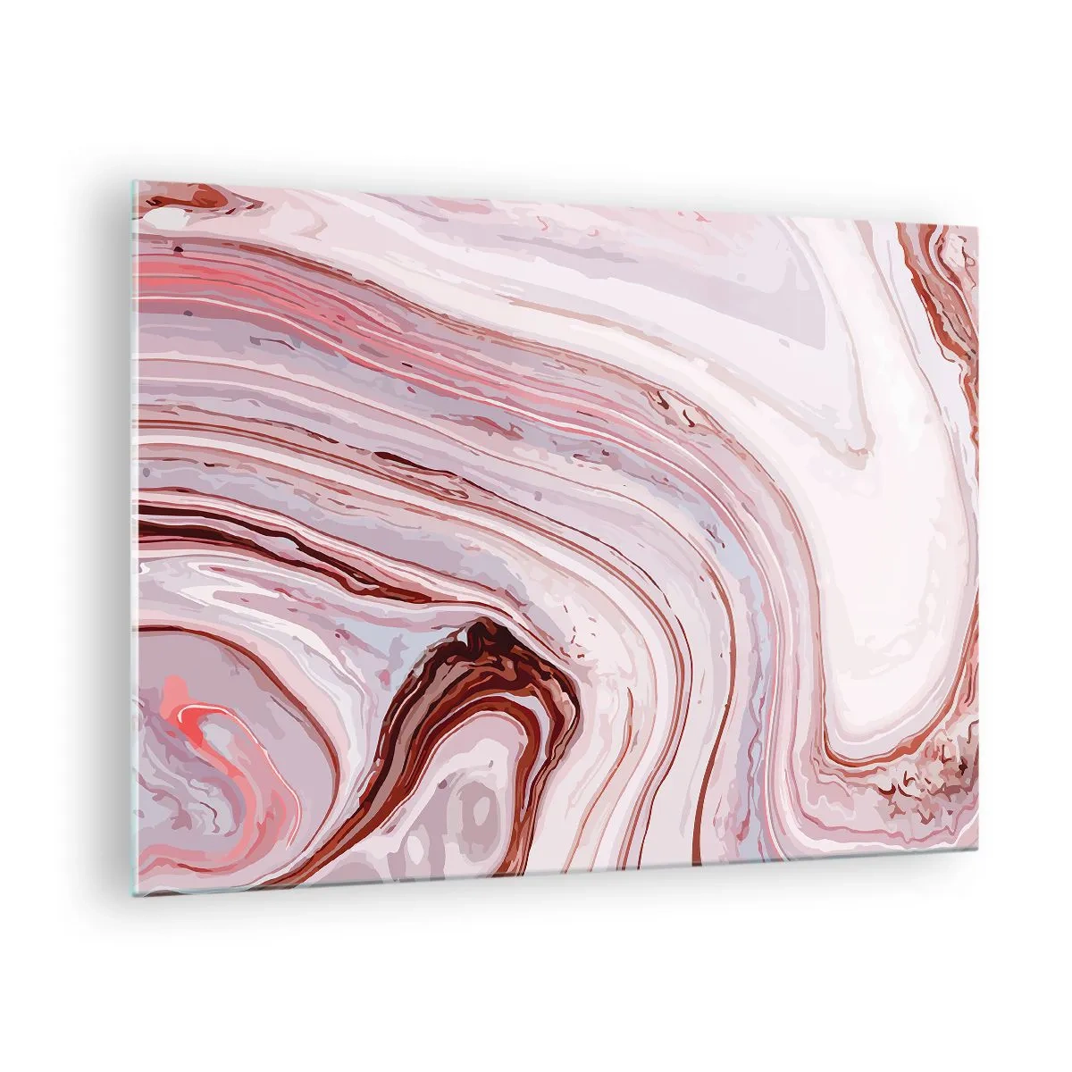 Obraz na skle - Mramorový vzor v odstínech růžové a hnědé - 70x50cm - Rovně, potom vpravo dolů - Moderní nástěnná dekorace do obývacího pokoje a ložnice ARTTOR