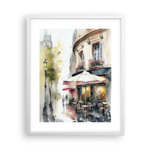 Plakát v bílém rámu - Pařížské ráno - 40x50 cm