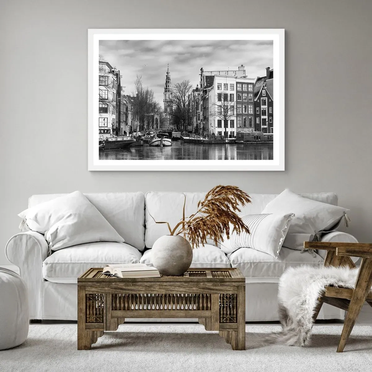 Plakát v bílém rámu - Amsterdamské vibrace - 100x70 cm