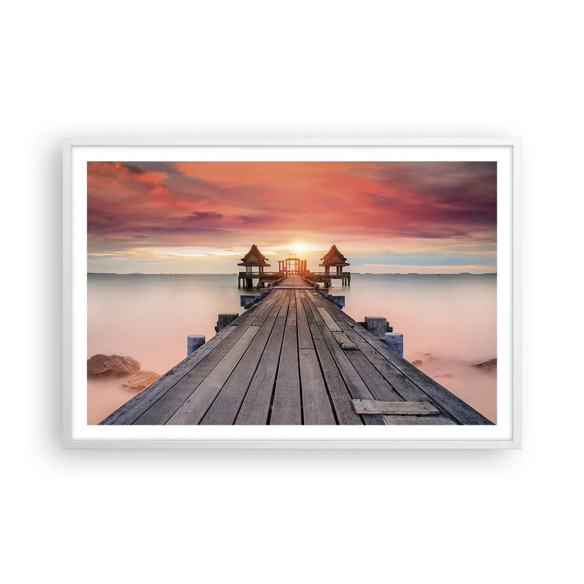 Plakát v bílém rámu - Západ na východě - 91x61 cm