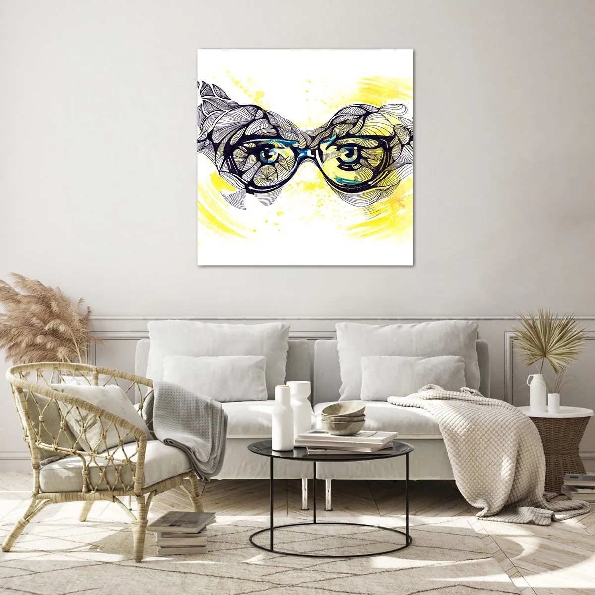 Obraz na skle - Přes modré brýle - 70x70 cm