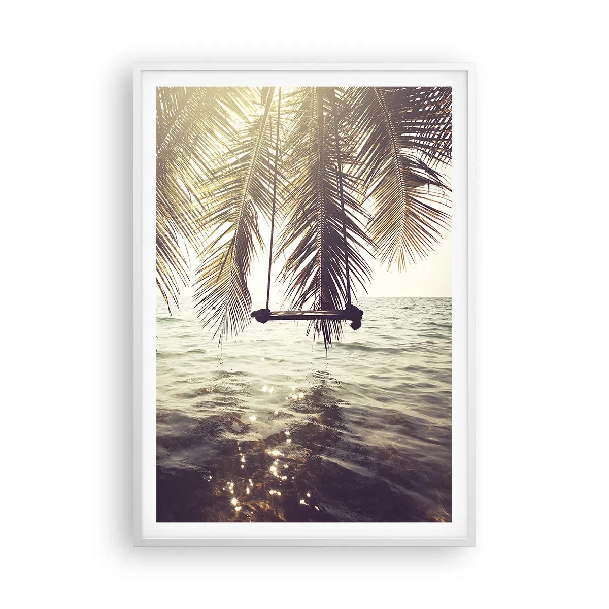 Plakát v bílém rámu - Houpat se libovolně v oblacích - 70x100 cm