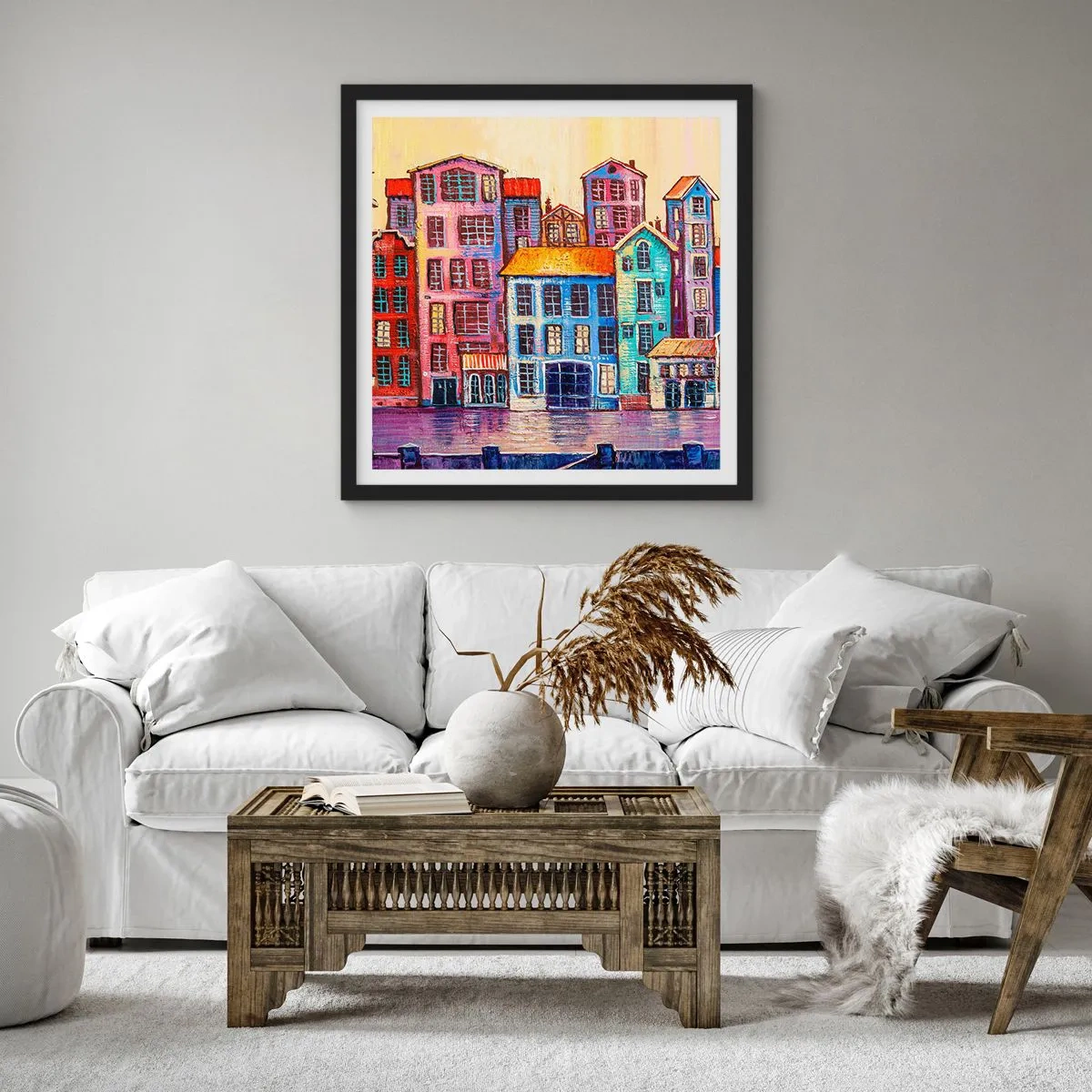 Plakát v černém rámu - Město jako z pohádky - 30x30 cm