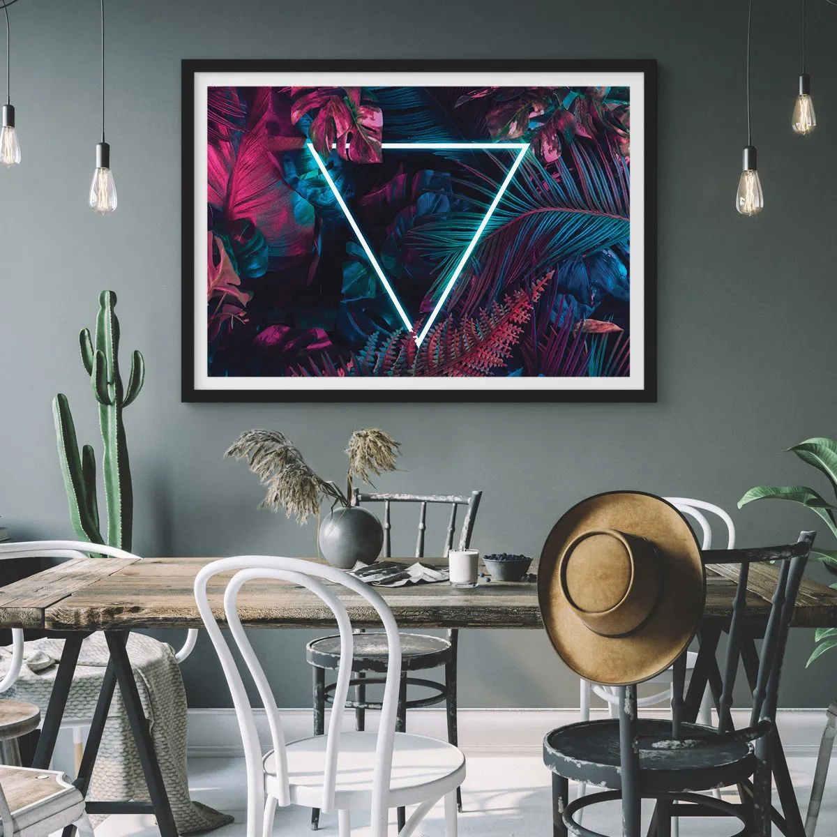 Plakát v černém rámu - Zahrada v disco stylu - 91x61 cm