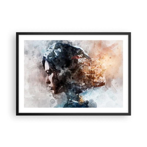 Plakát v černém rámu - Příběh o dívce s městem v pozadí - 70x50 cm