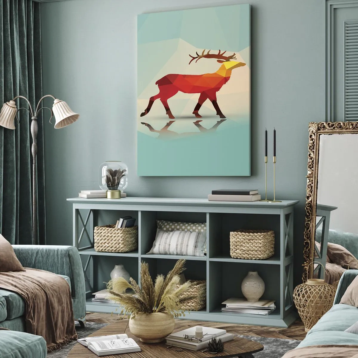 Obraz na plátně - Geometrický jelen - 50x70 cm
