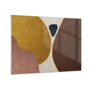Obraz na skle - Minimalistická kompozice abstraktních tvarů - 70x50cm - Abstrakce – místo v prostoru - Moderní nástěnná dekorace do obývacího pokoje a ložnice ARTTOR