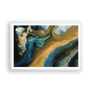 Plakát v bílém rámu - Modrá – žlutá – vzájemné vlivy - 91x61 cm