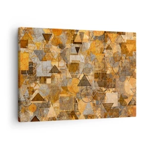 Obraz na plátně - Abstraktní geometrické vzory v odstínech zlaté - 70x50cm - Svět zachycený v podobě - Moderní nástěnná dekorace do obývacího pokoje a ložnice ARTTOR