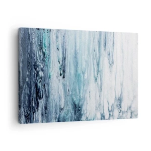 Obraz na plátně - Abstraktní modré a bílé pruhy připomínající rampouchy - 70x50cm - Modré rampouchy - Moderní nástěnná dekorace do obývacího pokoje a ložnice ARTTOR