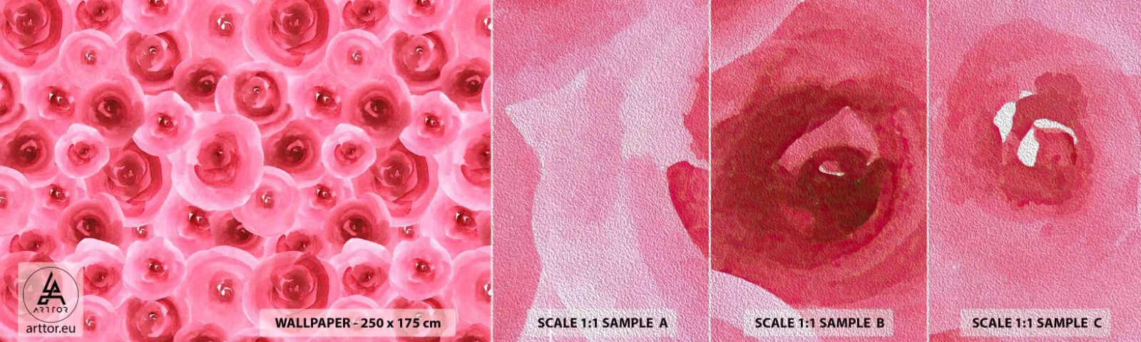 Vzor Fototapety Premium Sand - Růže dole i nahoře - Květiny, Krása, Romantismus - 100x30 cm