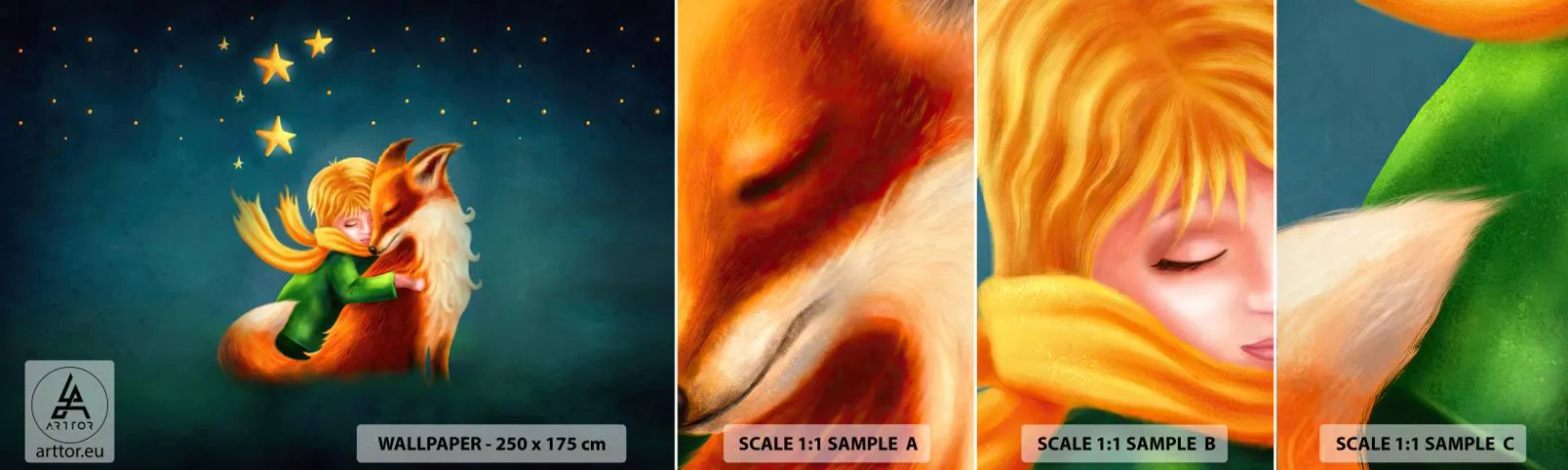 Vzor Fototapety Samolepicí Deluxe Sticker - Malý princ - Pro děti, Liška, Chlapec - 100x30 cm