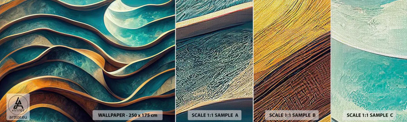 Vzor Fototapety Premium Canvas - Meandry modré - Vlny, Abstrakce, Trojrozměrný - 100x30 cm