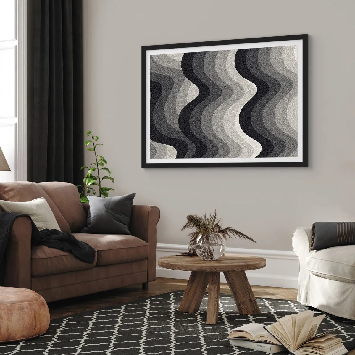 Plakát v černém rámu - Vlna za vlnou - 70x50 cm