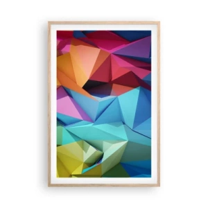 Plakát v rámu světlý dub - Duhové origami - 61x91 cm