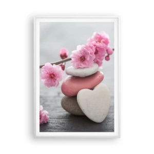 Plakát v bílém rámu - Blaženost s višňovým květem - 70x100 cm