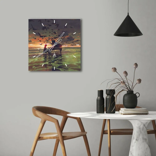 Nástěnné hodiny - Koncert na piano a vlny - 30x30 cm