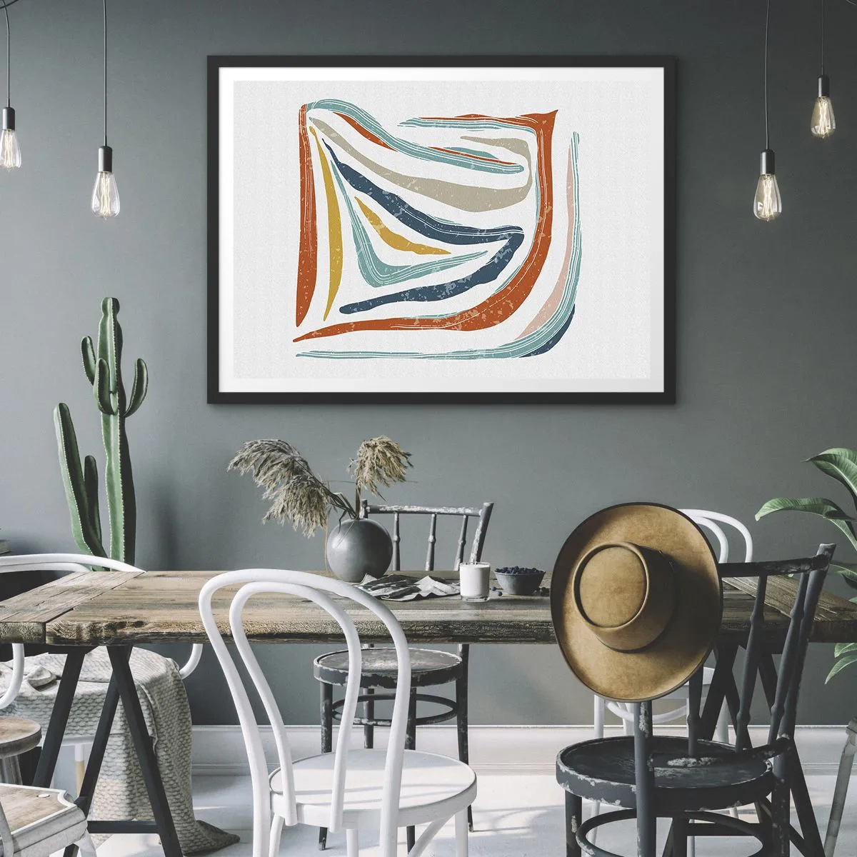 Plakát v černém rámu - Přátelsky usměvavá abstrakce - 70x50 cm