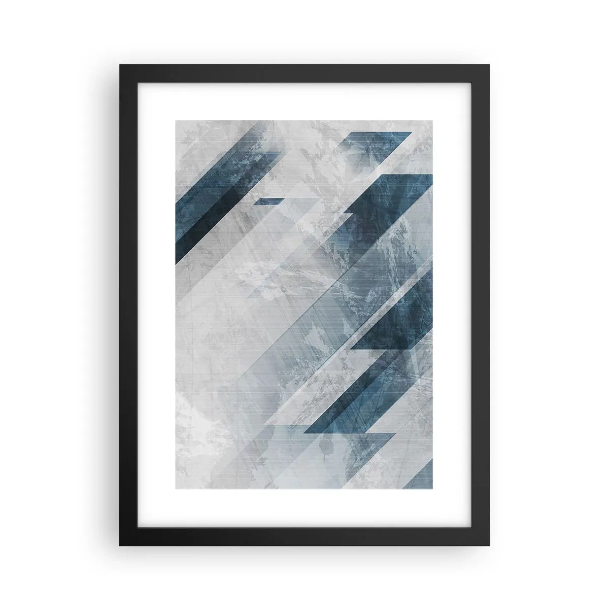 Plakát v černém rámu - Prostorová kompozice – pohyb šedé - 30x40 cm