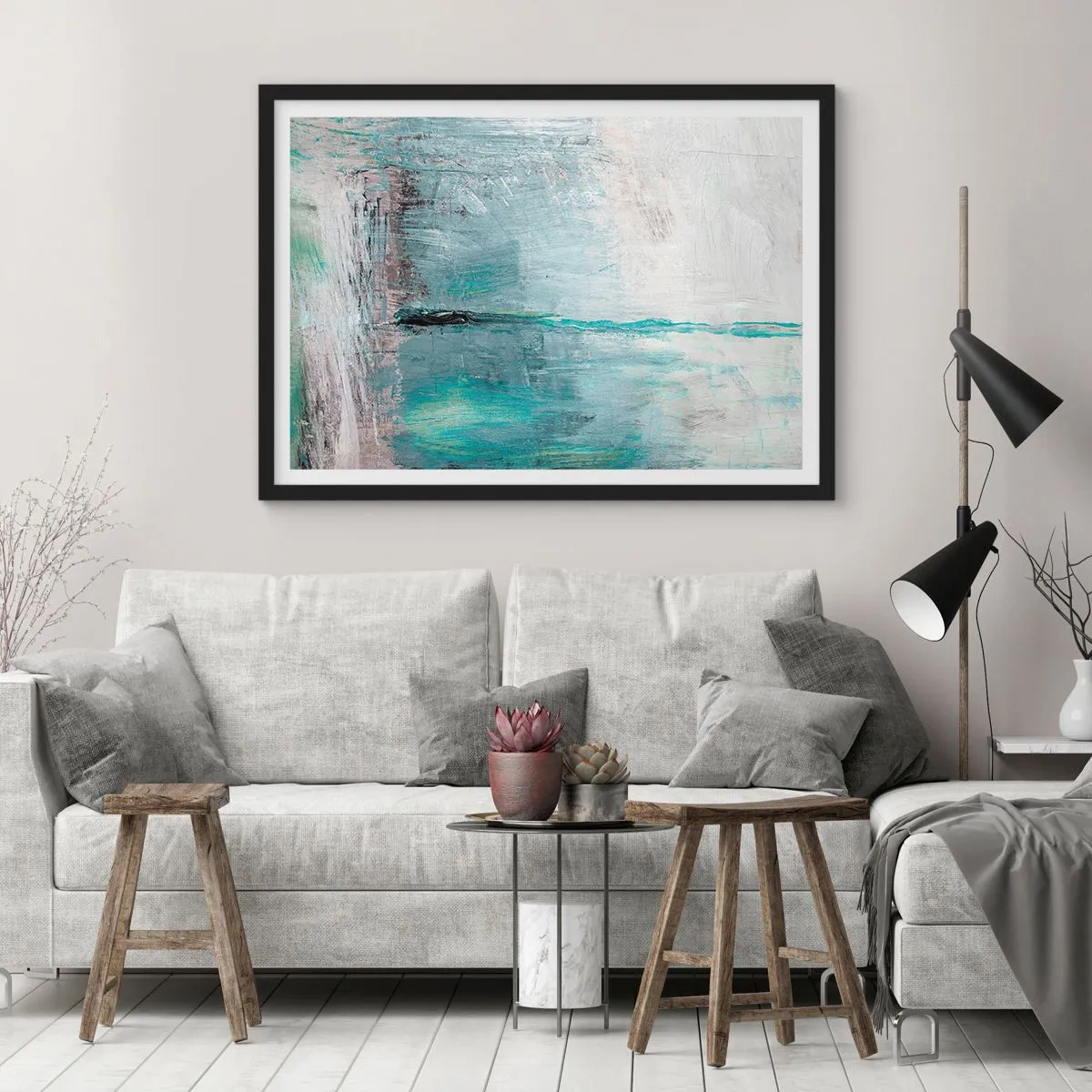 Plakát v černém rámu - Horizontálně v modři - 40x30 cm