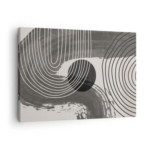 Obraz na plátně - Geometrické linie a ovály v monochromatických odstínech - 70x50cm - Ovál vítězí - Moderní nástěnná dekorace do obývacího pokoje a ložnice ARTTOR